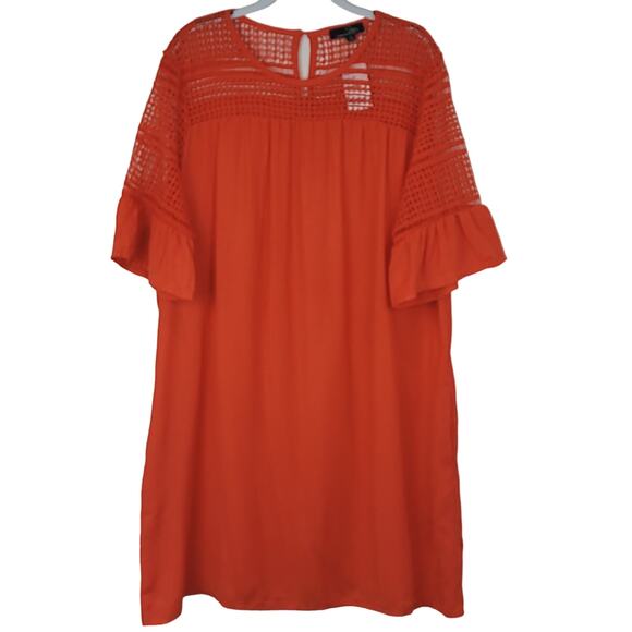 Suzanne Betro Open Crochet Lace Tomato Red Swing Dress, Size XL, NWT - Picture 4 of 12